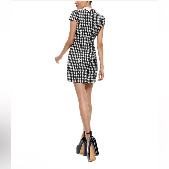 Alice + Olivia Black and White Velia Houndstooth Mini Dress - Picture 3 of 11